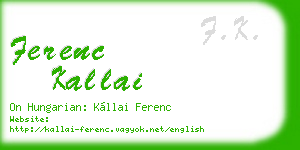 ferenc kallai business card